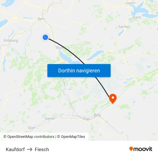 Kaufdorf to Fiesch map