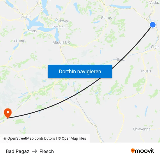 Bad Ragaz to Fiesch map