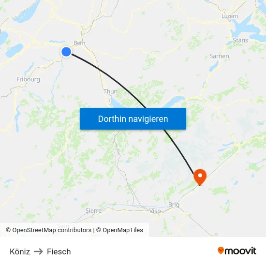 Köniz to Fiesch map