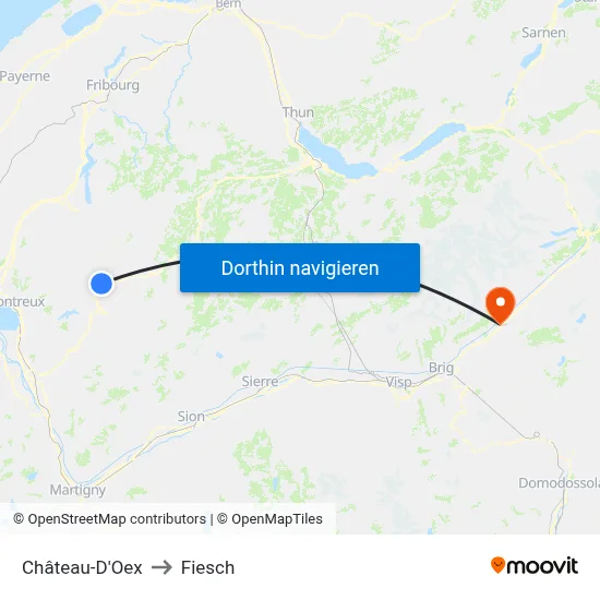 Château-D'Oex to Fiesch map
