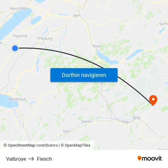 Valbroye to Fiesch map