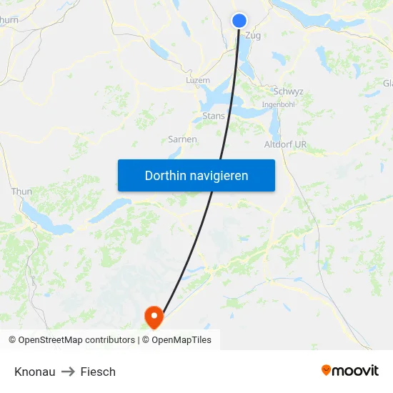 Knonau to Fiesch map