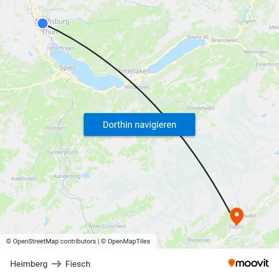 Heimberg to Fiesch map