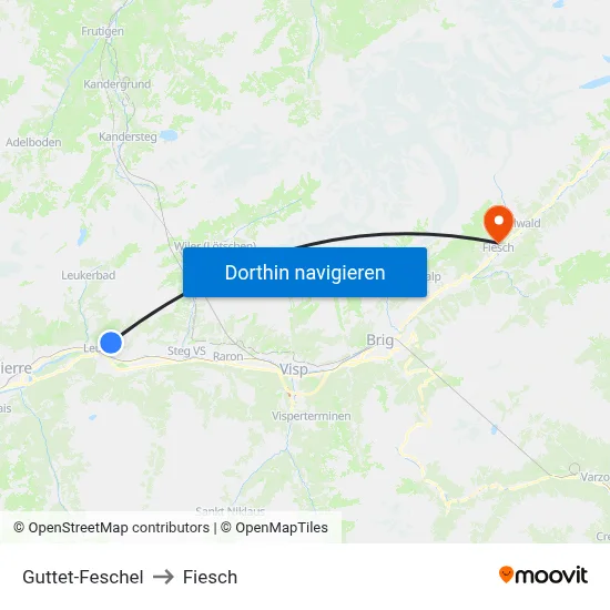 Guttet-Feschel to Fiesch map