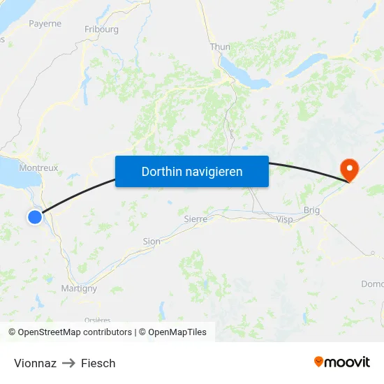 Vionnaz to Fiesch map