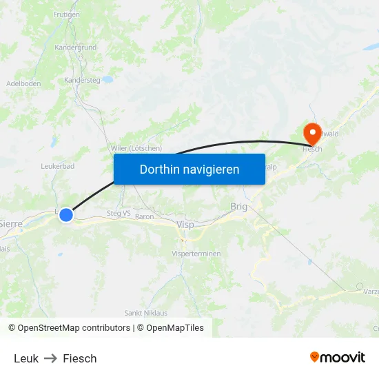 Leuk to Fiesch map