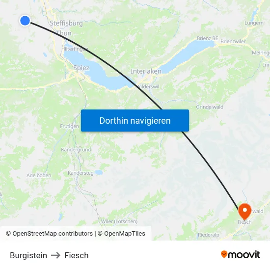 Burgistein to Fiesch map