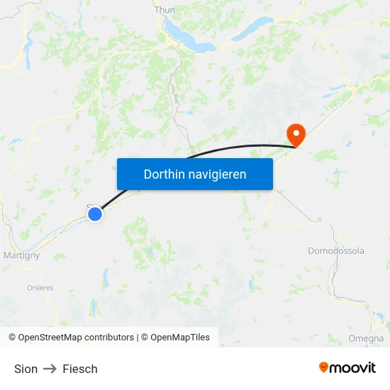 Sion to Fiesch map