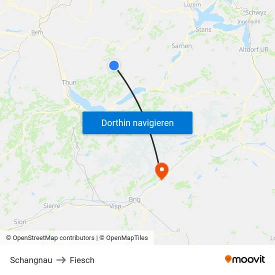 Schangnau to Fiesch map
