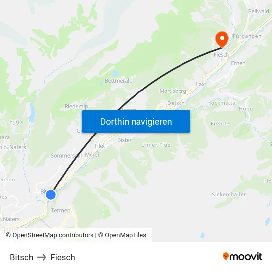 Bitsch to Fiesch map