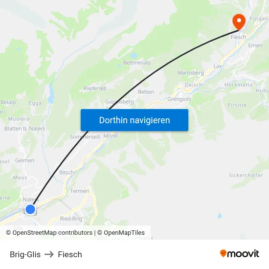 Brig-Glis to Fiesch map