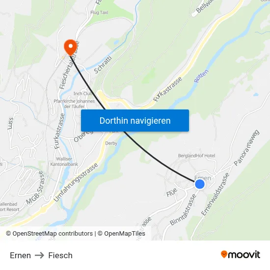 Ernen to Fiesch map