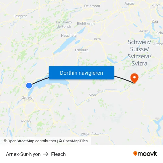 Arnex-Sur-Nyon to Fiesch map