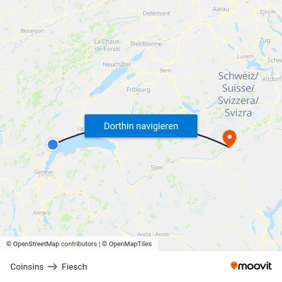 Coinsins to Fiesch map