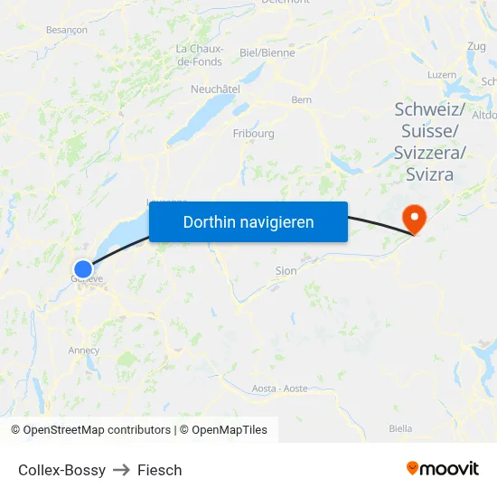 Collex-Bossy to Fiesch map