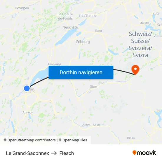 Le Grand-Saconnex to Fiesch map