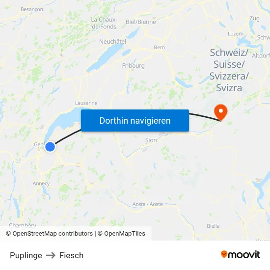 Puplinge to Fiesch map