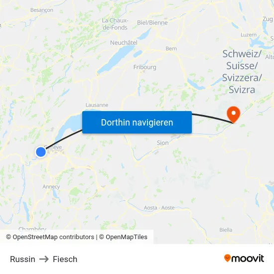 Russin to Fiesch map