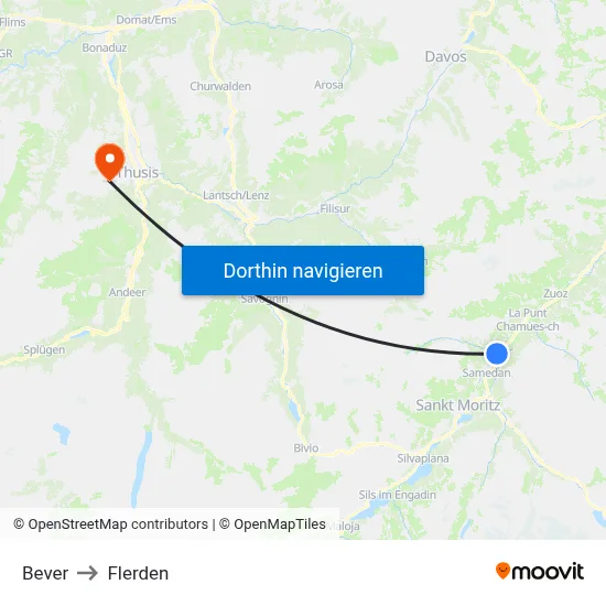Bever to Flerden map