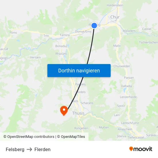 Felsberg to Flerden map