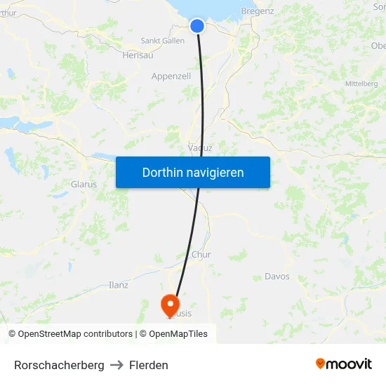 Rorschacherberg to Flerden map