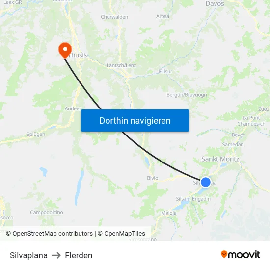 Silvaplana to Flerden map