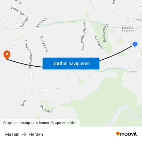 Masein to Flerden map