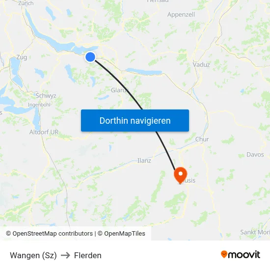 Wangen (Sz) to Flerden map