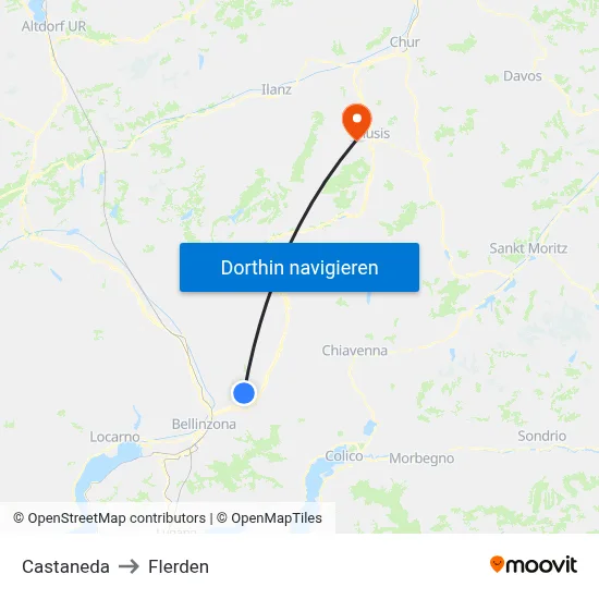 Castaneda to Flerden map