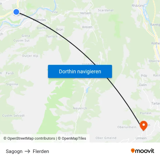 Sagogn to Flerden map