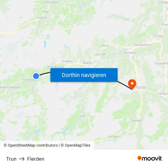 Trun to Flerden map