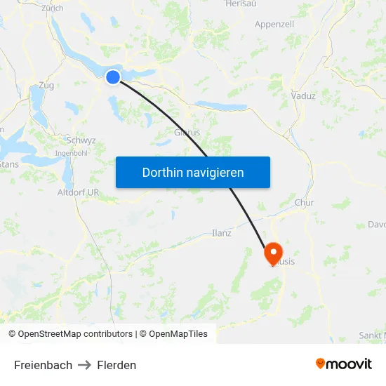 Freienbach to Flerden map
