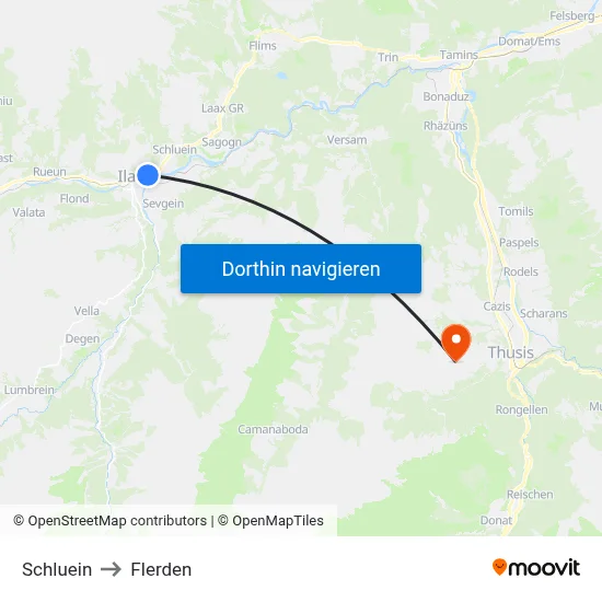 Schluein to Flerden map
