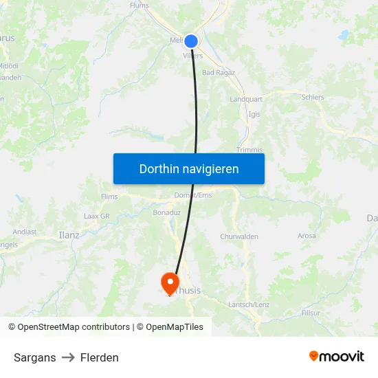 Sargans to Flerden map