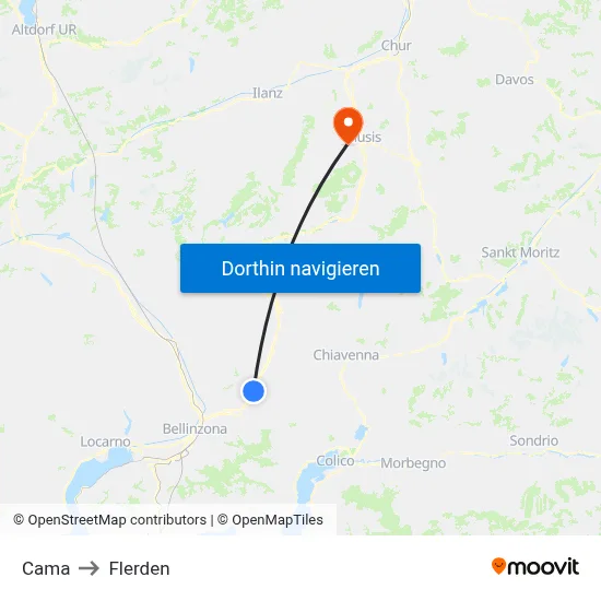 Cama to Flerden map