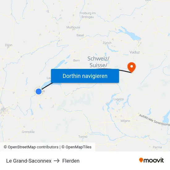 Le Grand-Saconnex to Flerden map