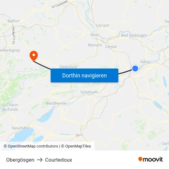 Obergösgen to Courtedoux map