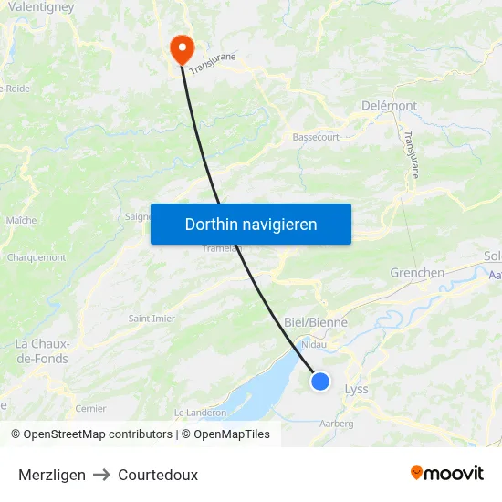Merzligen to Courtedoux map