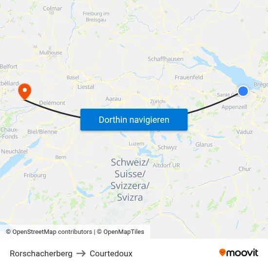 Rorschacherberg to Courtedoux map