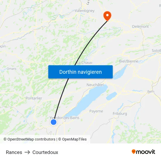 Rances to Courtedoux map