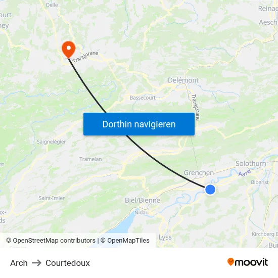 Arch to Courtedoux map