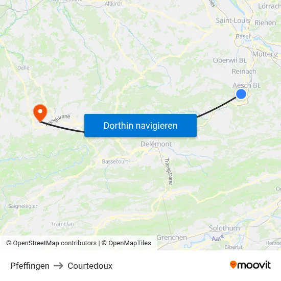 Pfeffingen to Courtedoux map