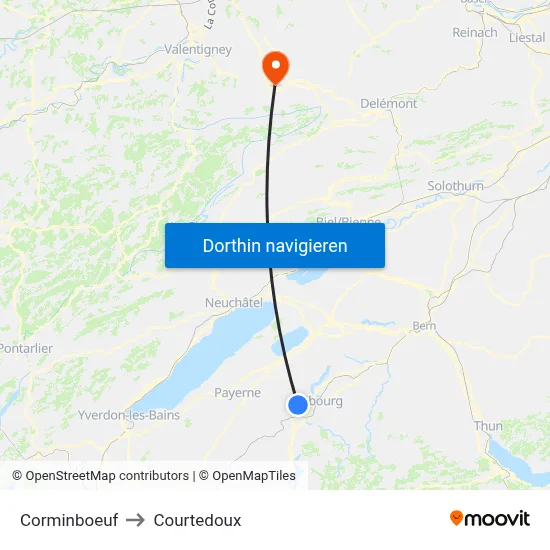 Corminboeuf to Courtedoux map