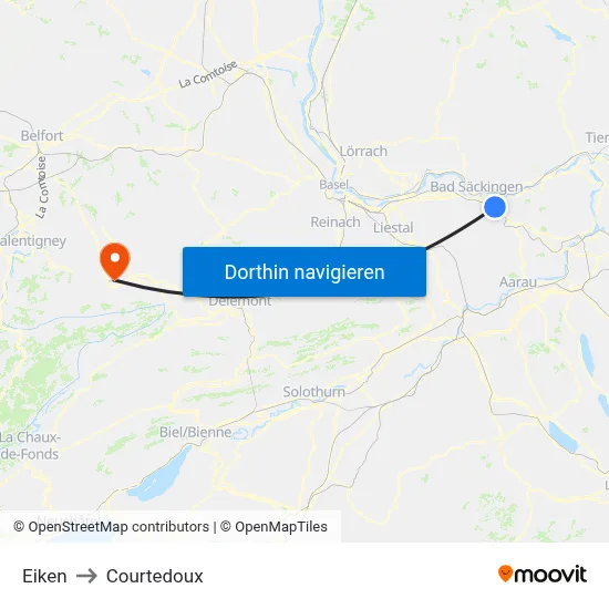 Eiken to Courtedoux map