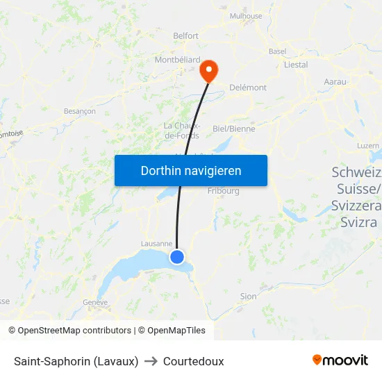 Saint-Saphorin (Lavaux) to Courtedoux map