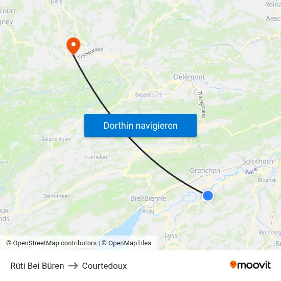 Rüti Bei Büren to Courtedoux map