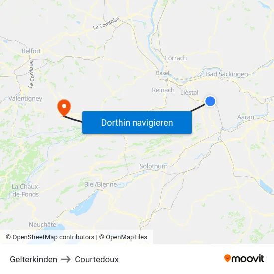 Gelterkinden to Courtedoux map