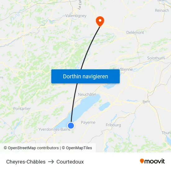 Cheyres-Châbles to Courtedoux map