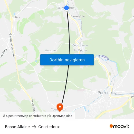 Basse-Allaine to Courtedoux map