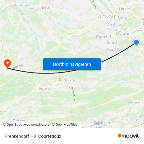 Frenkendorf to Courtedoux map